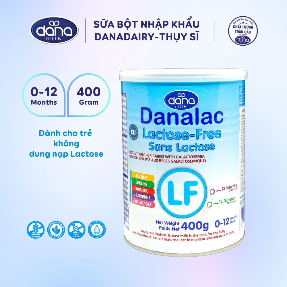 Sữa Danalac LF Free Lactose Cắt Dị Ứng Và Tiêu Chảy Cho Bé Không Dung Nạp Lactose Nhập Khẩu Thụy Sỹ