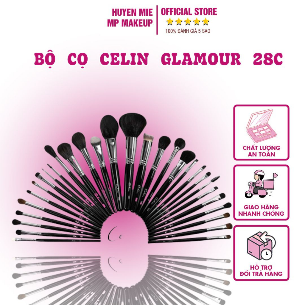 Bộ Cọ Trang Điểm Chuyên Nghiệp Huyen Mie Mp Makeup - Bộ Cọ Chuyên Nghiệp Celin Glarmour 28 cây Hàng Chính Hãng