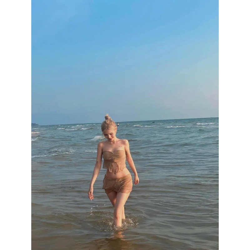 SET VÁY 2 MẢNH BE NÂU SEXY