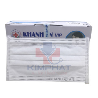 Hộp khẩu trang y tế Khánh An 4 lớp 50 cái loại kháng khuẩn màu trắng