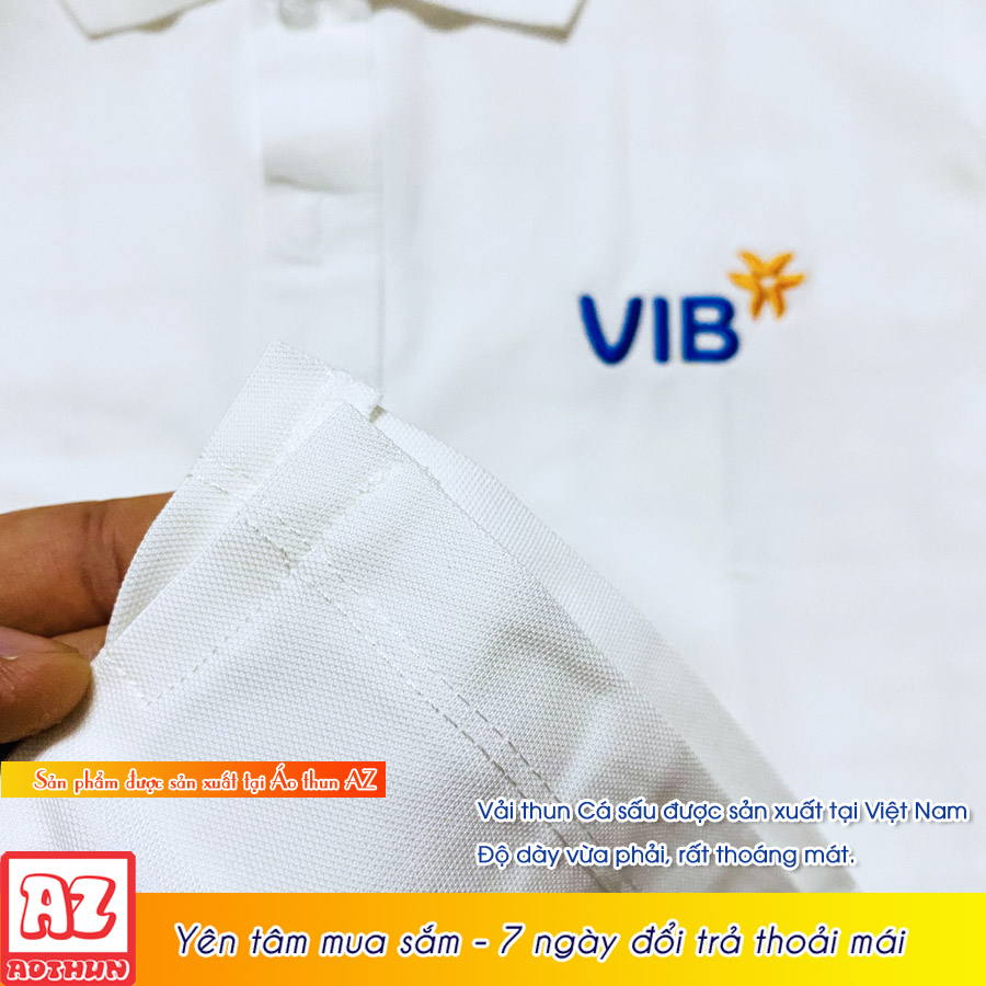 Áo thun đồng phục ngân hàng VIB màu trắng logo vib thêu - Có BIGSIZE AT45