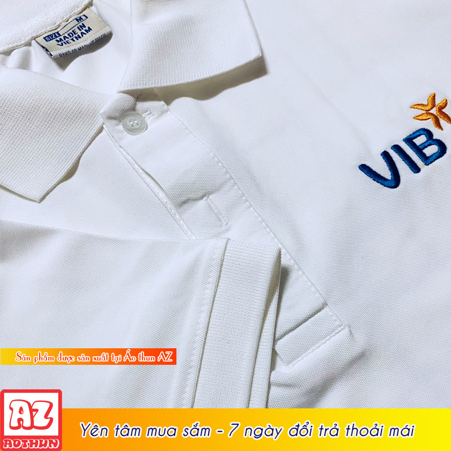 Áo thun đồng phục ngân hàng VIB màu trắng logo vib thêu - Có BIGSIZE AT45