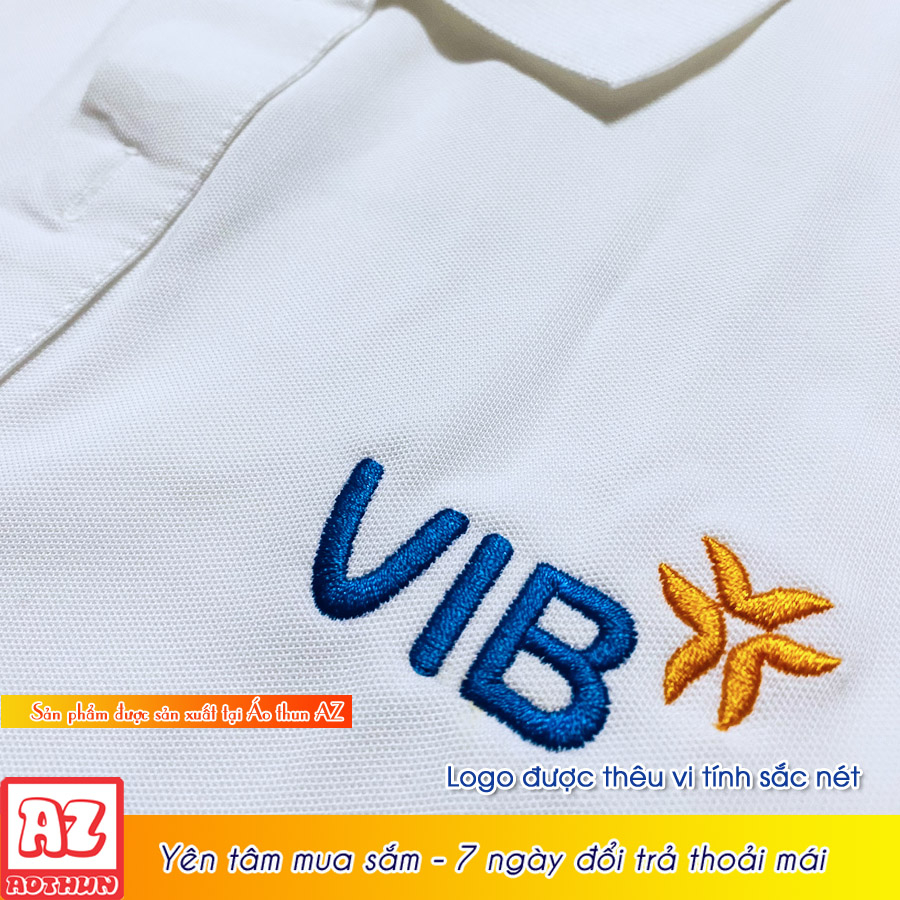 Áo thun đồng phục ngân hàng VIB màu trắng logo vib thêu - Có BIGSIZE AT45