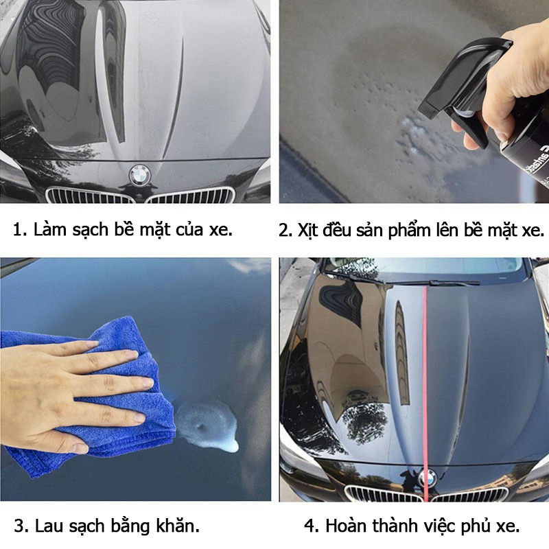 Bình Nano Xịt Kính Chống Đọng Nước Ceramic Wax - Phủ Nano Kính Ô tô - Phủ Bóng Sơn Xe  azozo