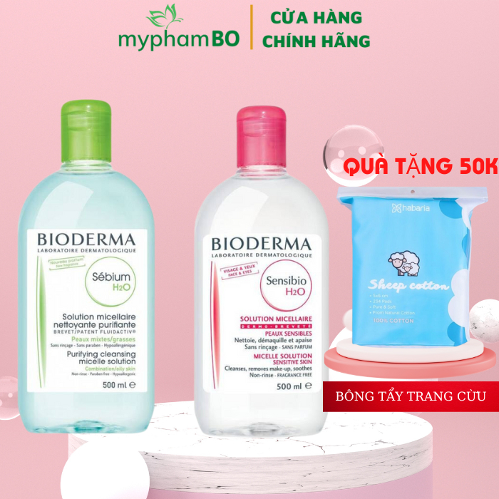 Nước Tẩy Trang Bioderma Sensibio H2O Chính Hãng Cho Da Dầu Mụn Và Da Nhạy Cảm 500ml