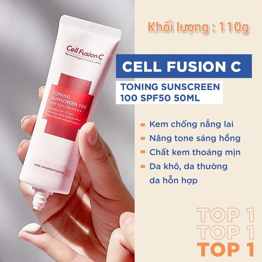 Kem chống nắng Cell Fusion C  Hàn Quốc Nâng Tông Cho Mọi Loại Da Toning Sunscreen 100 SPF50+