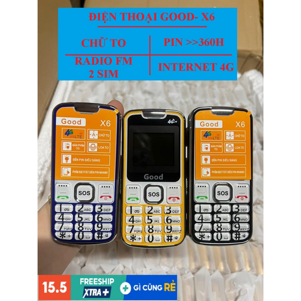 ĐIỆN THOẠI NGƯỜI GIÀ GOOD X6 MỚI NHẤT 2023 FULL BOX- CHÍNH HÃNG BẢO HÀNH 12 THÁNG- ĐIỆN THOẠI MASSTEL