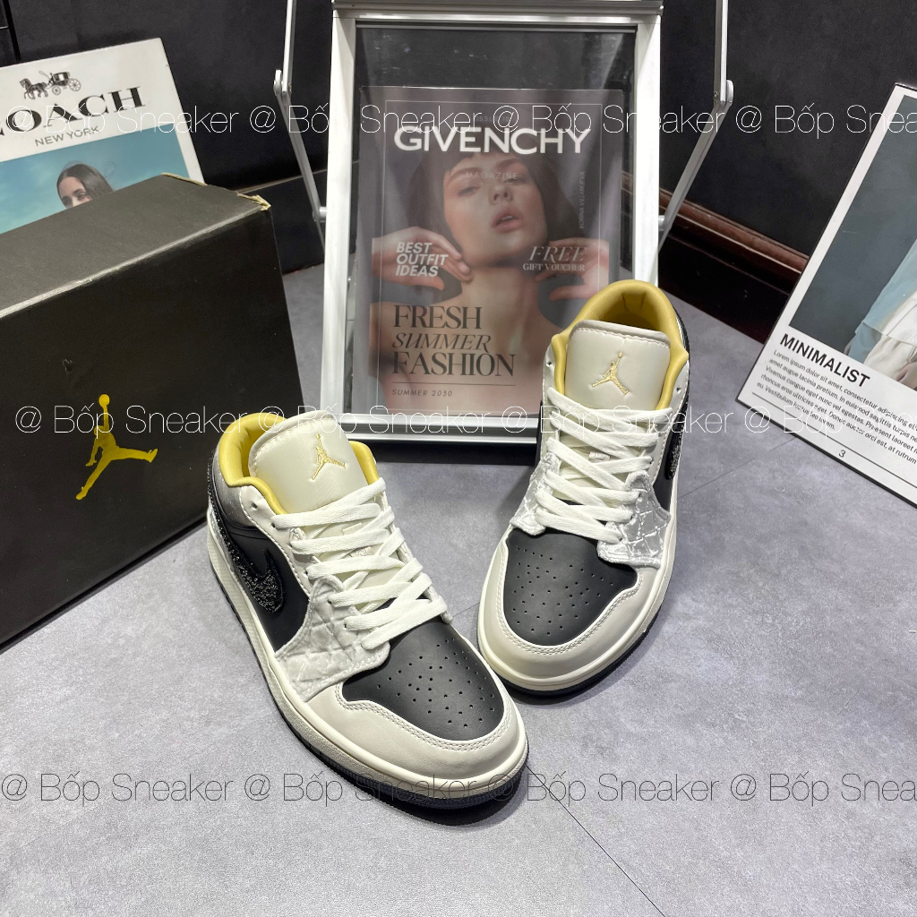 Giày thể thao Jordan 1 Low Beaded swoosh, Giày JD1 vạch đính đá