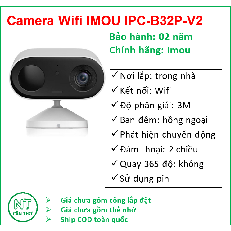 Camera Wifi không dây dùng pin 2K IMOU IPC-B32P-V2; 24T