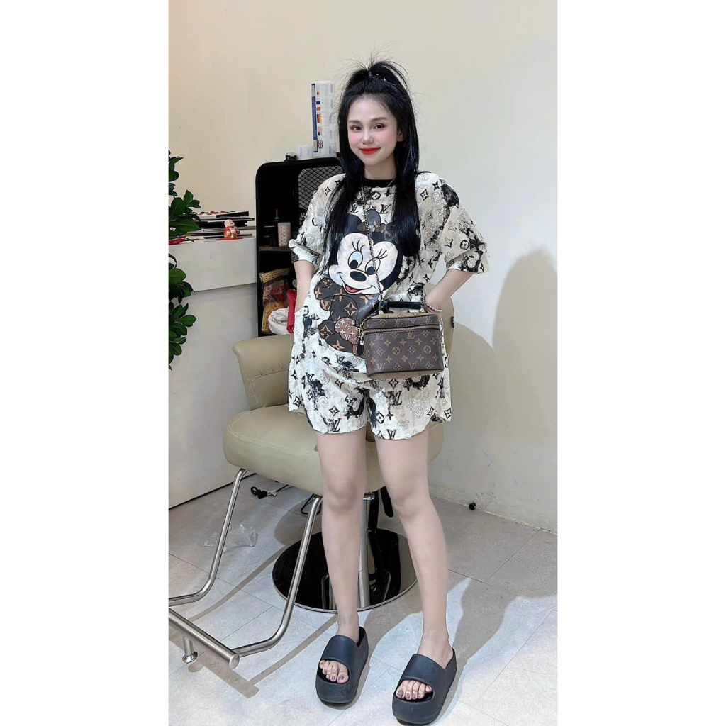 [8.8 Sales Freeship] Set bộ đùi phối họa tiết in hình chuột mickey dễ thương, bộ đùi woat xước in chuột hot mtb