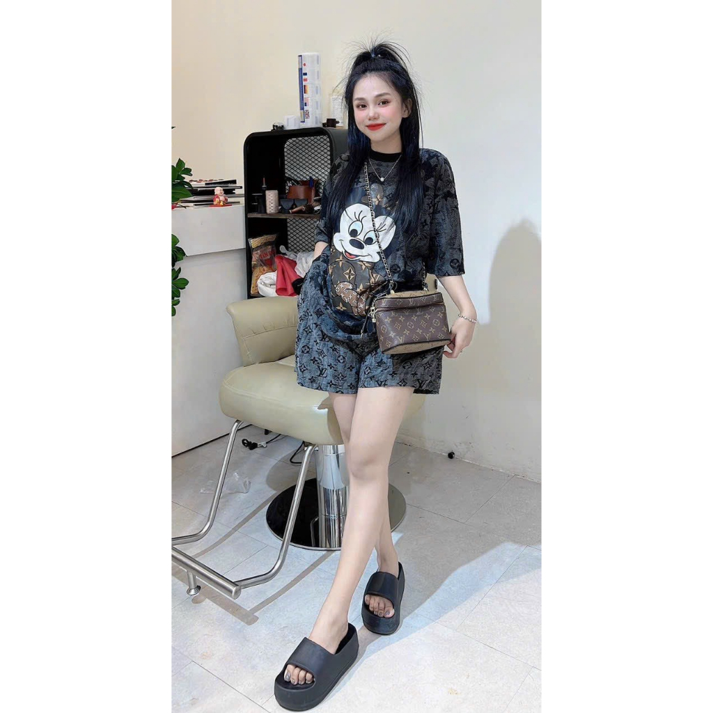 [8.8 Sales Freeship] Set bộ đùi phối họa tiết in hình chuột mickey dễ thương, bộ đùi woat xước in chuột hot mtb