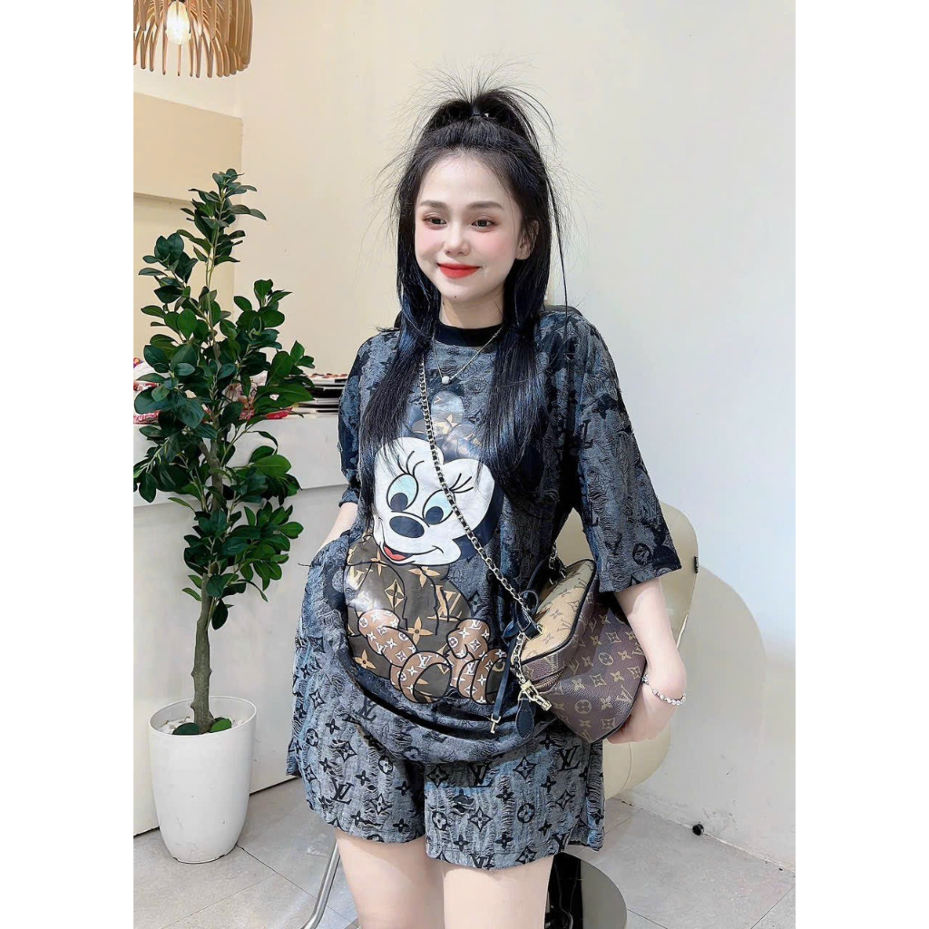 [8.8 Sales Freeship] Set bộ đùi phối họa tiết in hình chuột mickey dễ thương, bộ đùi woat xước in chuột hot mtb