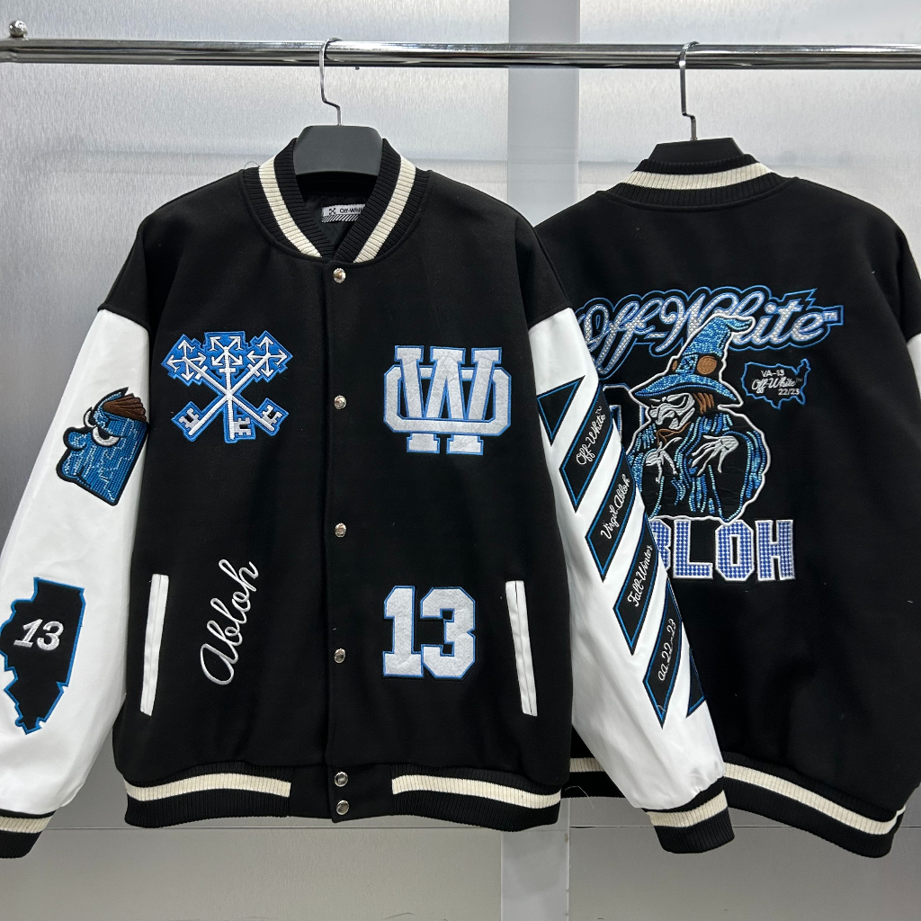 Áo Khoác bomber O.f.f White Ac Milan Varsity Jacket Áo bomber jacket OW x AC Milan kunshopunisex4