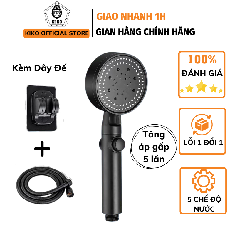 Vòi Hoa Sen Tăng Áp Kiko 5 Chế Độ Nước Kèm Lõi Lọc