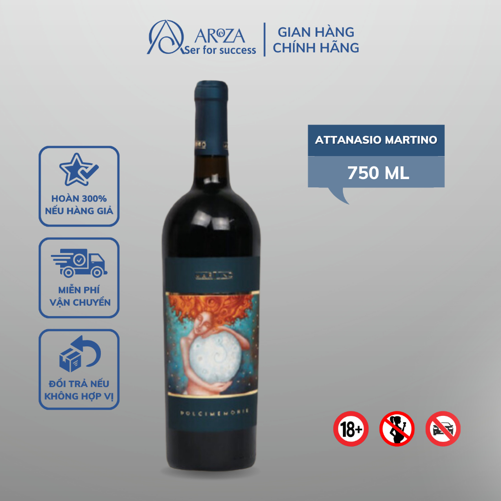 Rượu Vang Đỏ Red Wine Rượu Vang Ý Attanasio Martino Blend AROZA 750ml 9%