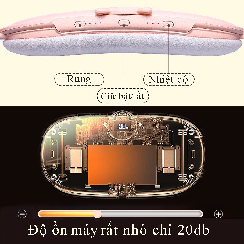 Đai Chườm Nóng Giảm Đau Bụng Kinh, Đai Làm Ấm Giảm Đau Bụng Kinh - Rung Massage Làm Nóng Nhanh, Máy Làm Ấm Bụng Kinh