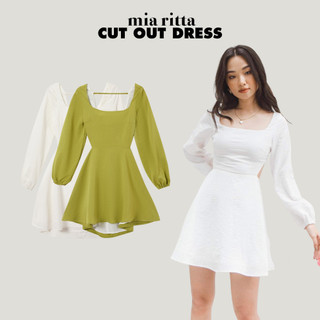 Váy xoè hở lưng cutout váy đũi cổ vuông cutout sexy tay bồng Mia Ritta v1000