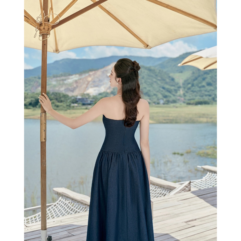 JEAN DRESS- váy DENIM cúp ngực sang chảnh tiểu thư by Cherine