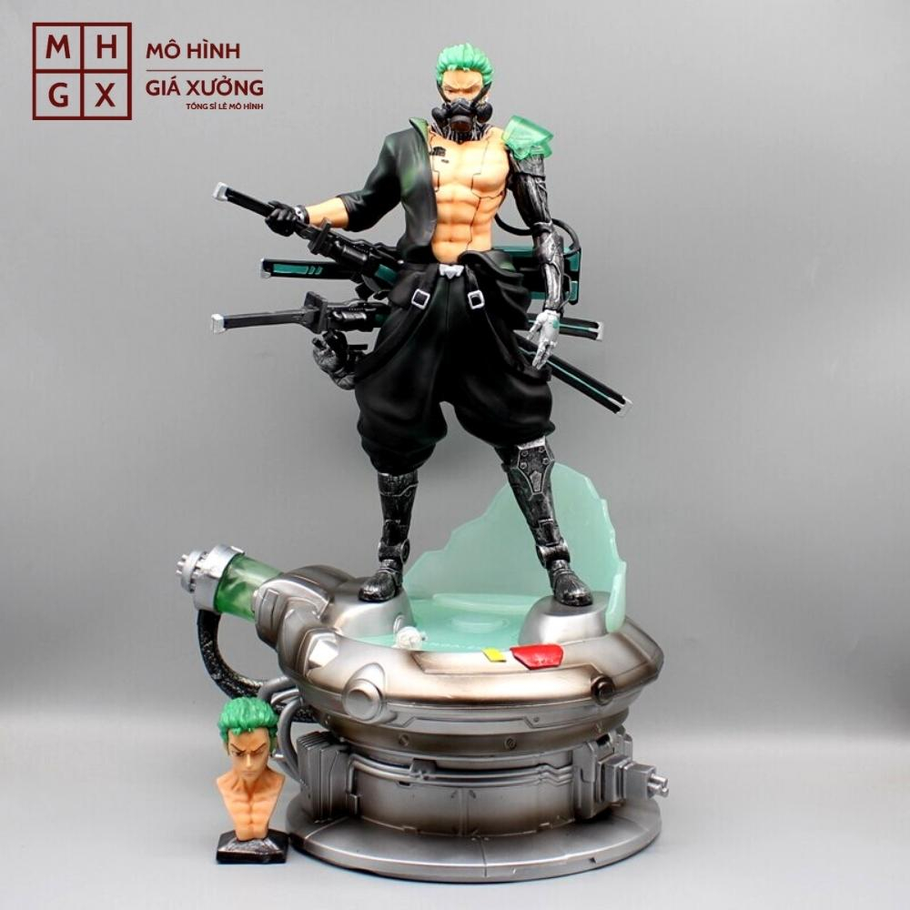 Mô Hình OnePiece Zoro máy móc - Cao 43 - rộng 28 - nặng 2kg8 + Có 1 bán thân + Có LED - Figure OnePiece - Có Hộp