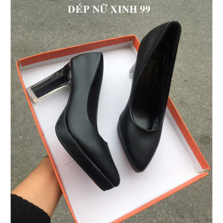 Giày nữ, giày cao gót thời trang chất da mềm gót trụ 9 phân siêu chất - DC5