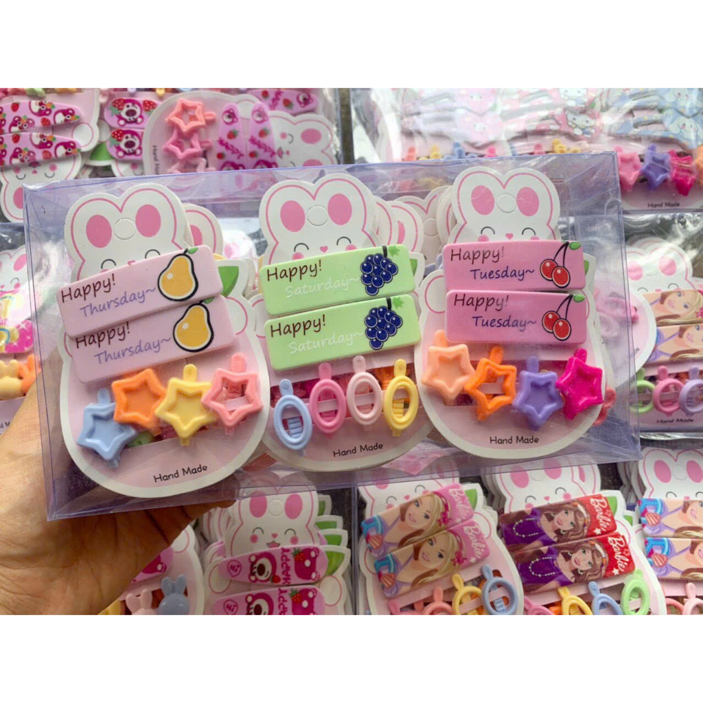 MVP3210 Kẹp Tóc Tròn Mini Nhiều Màu Sắc Họa Tiết Hoạt Hình Dễ Thương Cho Bé Gái