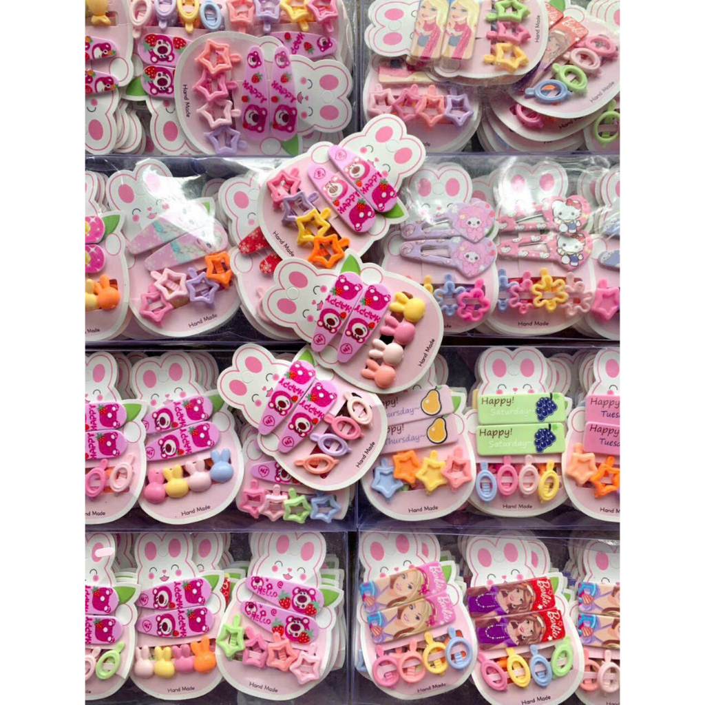 MVP3210 Kẹp Tóc Tròn Mini Nhiều Màu Sắc Họa Tiết Hoạt Hình Dễ Thương Cho Bé Gái