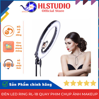 Đèn LED Ring RL-18, HQ-14, HQ-18, HQ-21, MJ18, MJ33 Quay Phim Chụp Ảnh Makeup, Thiết Kế 3 Kẹp Có Điều Khiển HL Studio