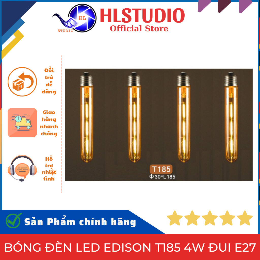 Bóng đèn Led Edison T185 4W đui E27 HL Studio