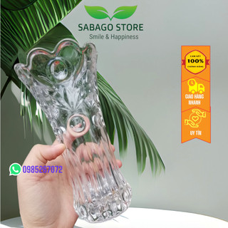 Bình hoa thủy tinh, Lọ hoa thủy tinh tròn cao cấp cao 20cm
