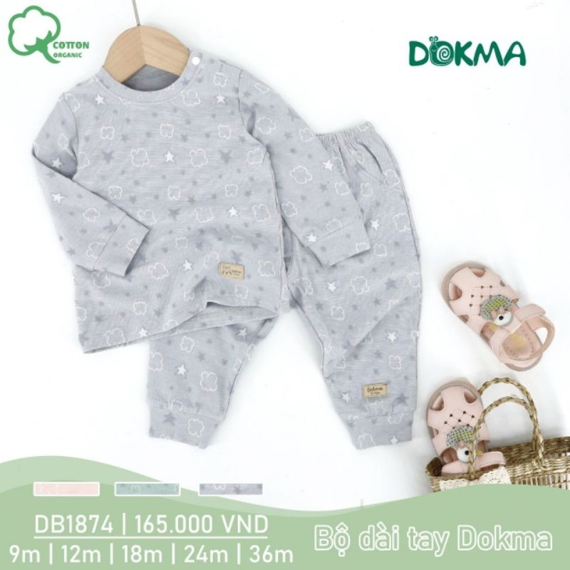 Bộ dài tay cài vai bé trai Dokma 9-36M DB1930, DB1874