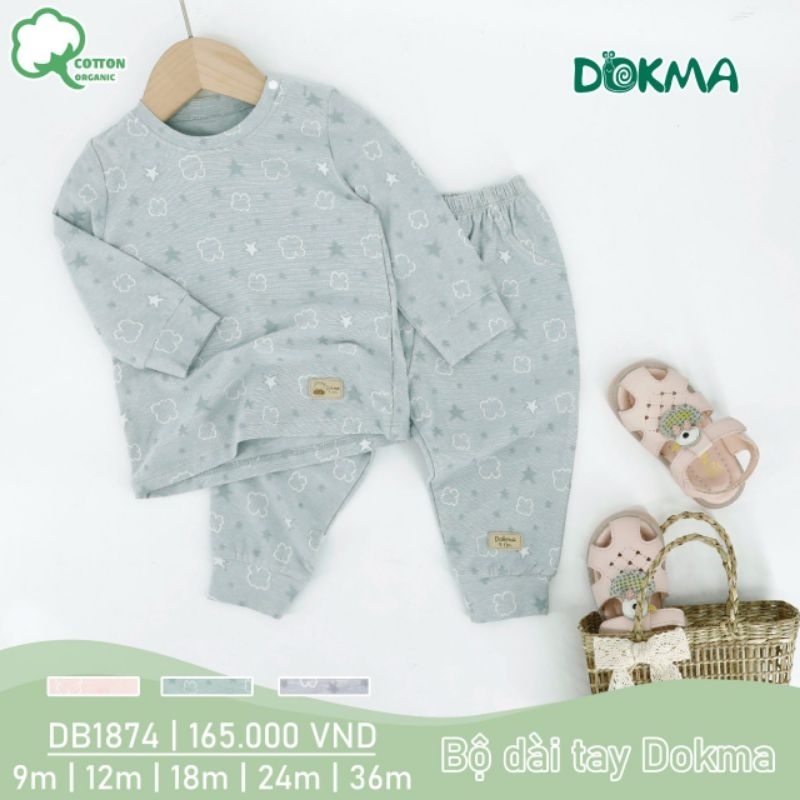 Bộ dài tay cài vai bé trai Dokma 9-36M DB1930, DB1874