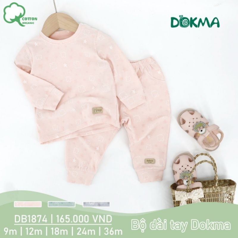 Bộ dài tay cài vai bé trai Dokma 9-36M DB1930, DB1874