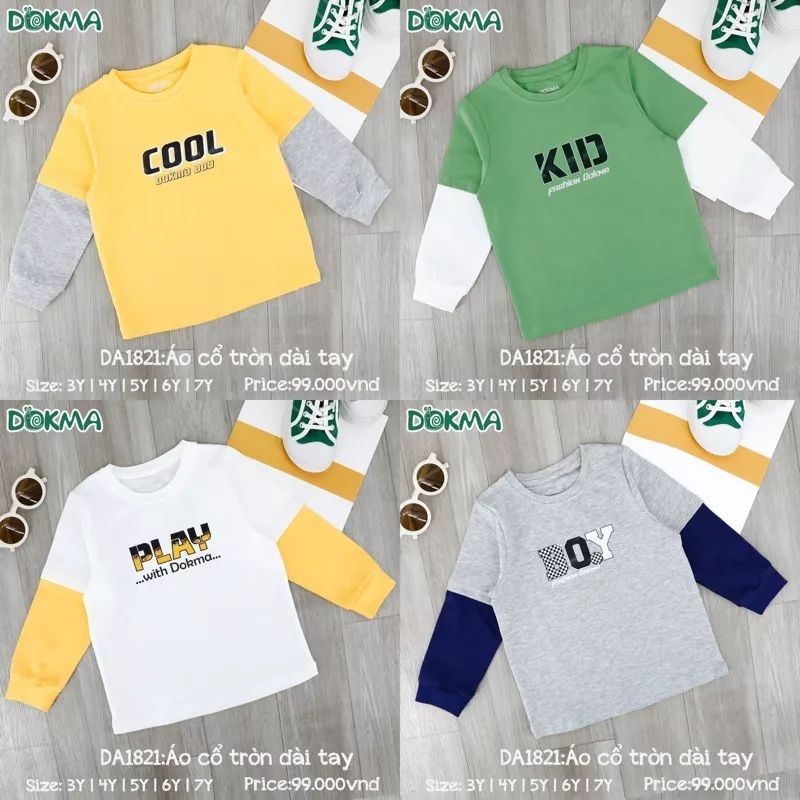 Áo dài tay bé trai Dokma 3-7Y DA1821