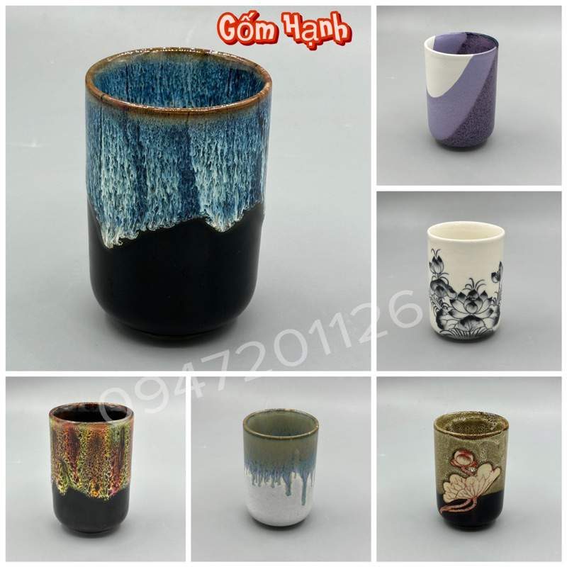 Cốc ly sứ gốm Bát tràng, men hoả biến vẽ dung tích 250ml dáng trụ đẹp. Cốc ly sứ uống trà xanh, quà tặng gốm sứ