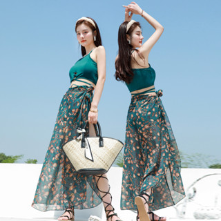Set Đi Biển 3 Mảnh Áo Yếm 2 Dây Quần Đùi Rời Váy Quây Mông Áo Tắm Nữ Set Đồ Bơi Đi Biển Kín Đáo Cao Cấp LIZ-B316.1