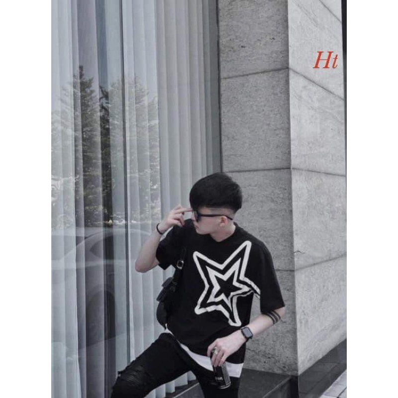 Áo phông ngôi sao to vạch dưới gấu H2A964