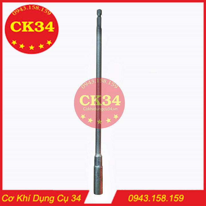 Chụp bulong sâu lòng 8,10mm cho máy khoan, máy bắn vít dài 250mm