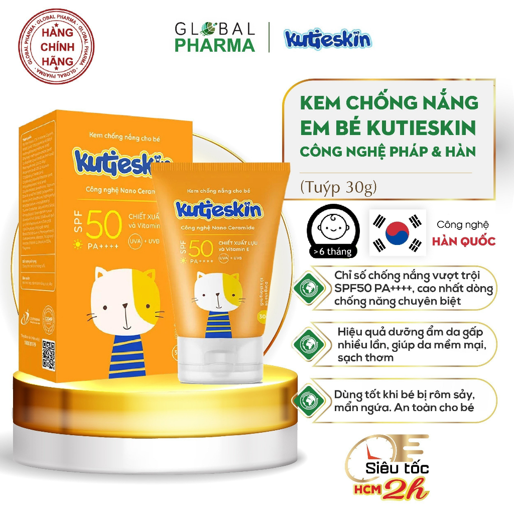 Kem chống nắng Kutieskin cho bé giúp dưỡng ẩm, bảo vệ da bé dưới tác hại của các tia UV