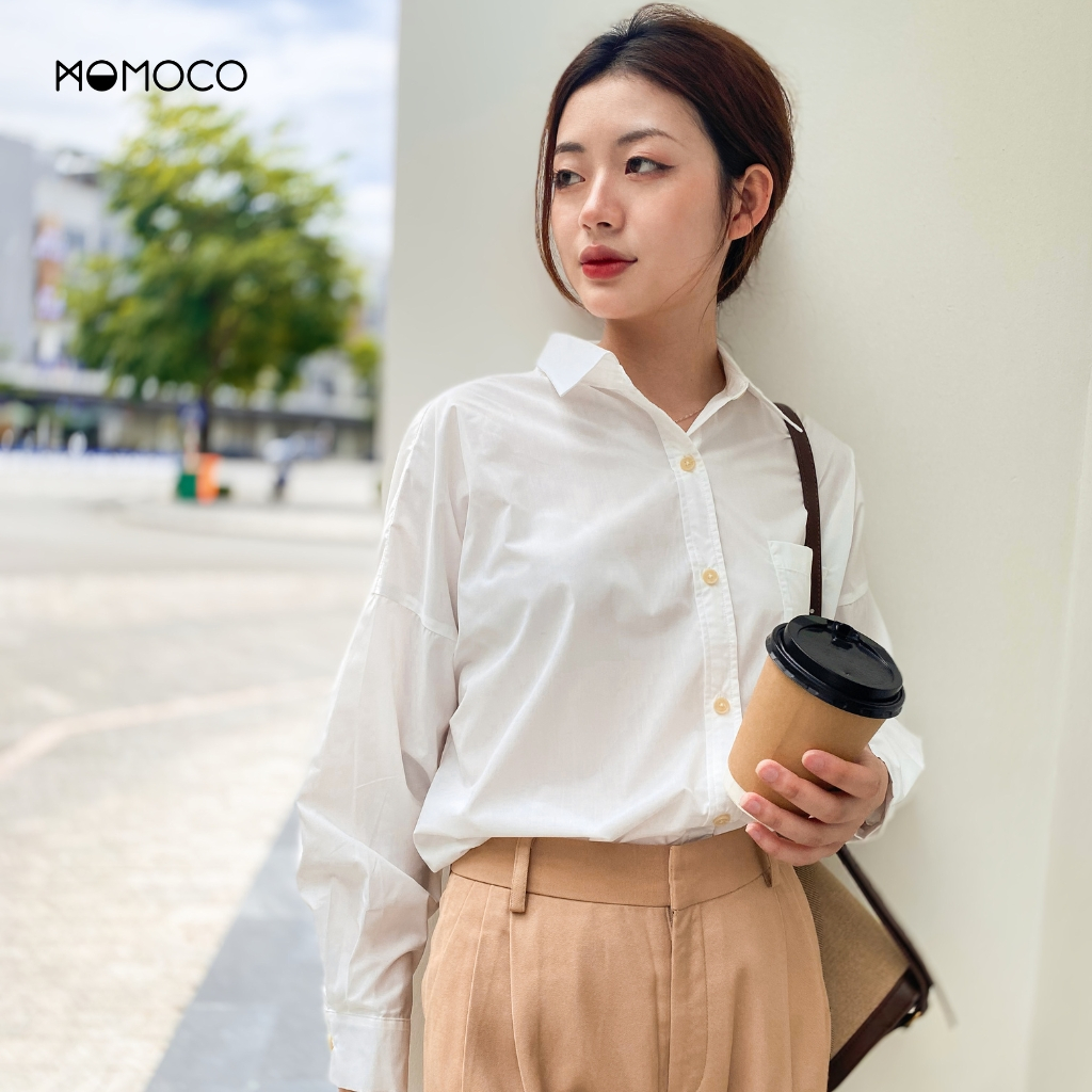 Áo Sơ Mi Dài Tay Loose Shirt MOMOCO Chất Liệu Đứng Phom Ít Nhăn Thanh Lịch Phù Hợp Mọi Hoàn Cảnh M3144