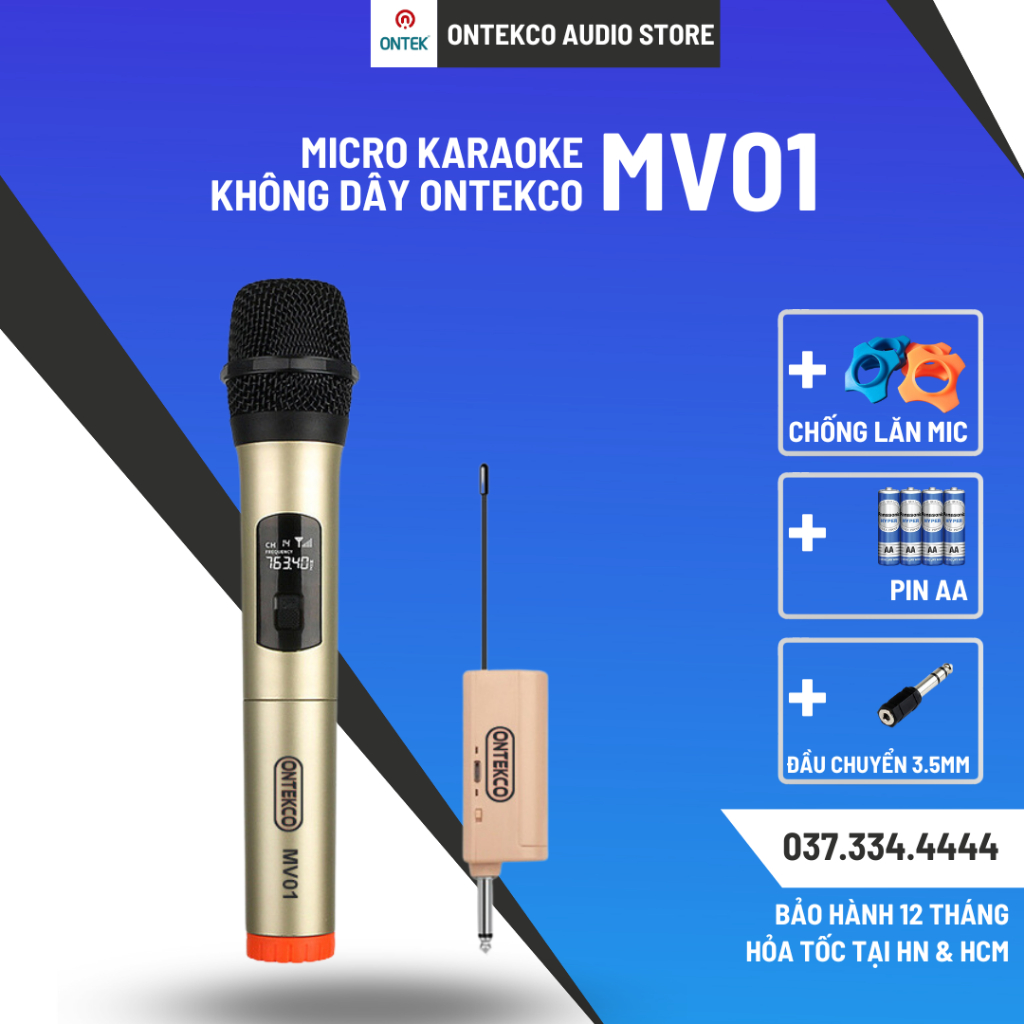 Micro không dây chính hãng giá rẻ MV01 chuyên loa kéo, âm ly, micro hát siêu hay và êm