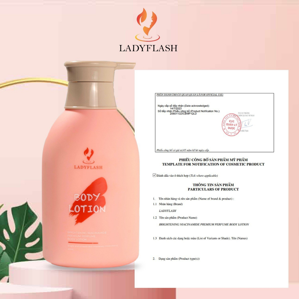Sữa Dưỡng Thể Trắng Da Niacinamide Hương Nước Hoa Cao Cấp LADYFLASH