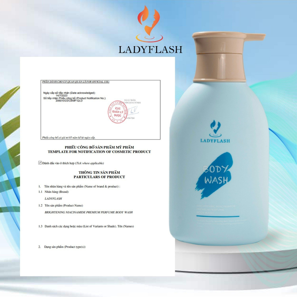 Sữa Tắm Trắng Da Niacinamide Hương Nước Hoa Cao Cấp LADYFLASH