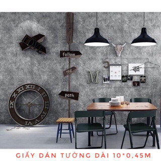 Giấy dán tường giả xi măng cuộn 10m - 10m decal dán tường giả xi măng có keo sẵn