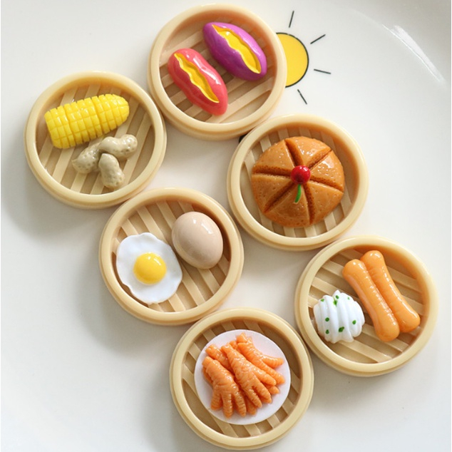 Mô Hình khay đồ ăn, xửng dimsum  nhỏ cho các bạn trang trí nhà búp bê, làm móc khóa, DIY