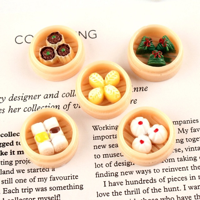 Mô Hình khay đồ ăn, xửng dimsum  nhỏ cho các bạn trang trí nhà búp bê, làm móc khóa, DIY