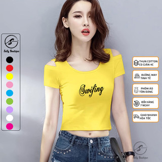 Áo Croptop Hở Vai Quyến Rũ Swifing Trẻ Trung Thời Trang Chất Vải Cotton Co Giãn 4 Chiều Co Giãn Mặc Mát -CRT016