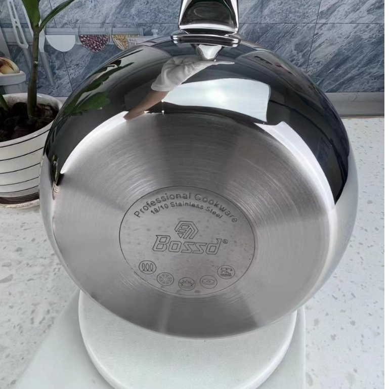 Quánh inox 316 Bossd bếp từ có nắp nấu súp bột cháo đáy 3 lớp tay cầm thép đúc 18/10