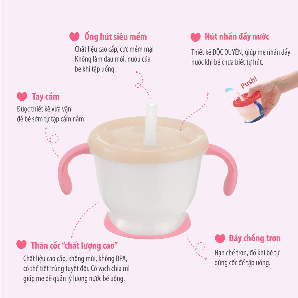 Cốc tập uống 3 giai đoạn Richell Nhật Bản cho bé - Hàng chính hãng
