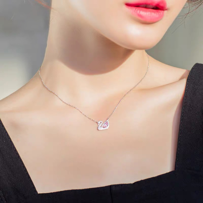 Dây Chuyền Swarovski Dazzling Swan Necklace Fullbox 6042PI - Dây Chuyền Thiên Nga Bạc S925