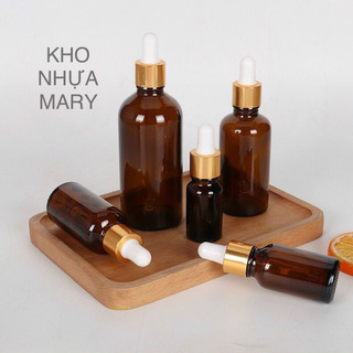 Chai thuỷ tinh nâu 30ml / 50ml / 20ml / 10ml bóp nhỏ giọt chiết mỹ phẩm serum